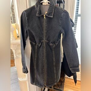 Denim dress front zip